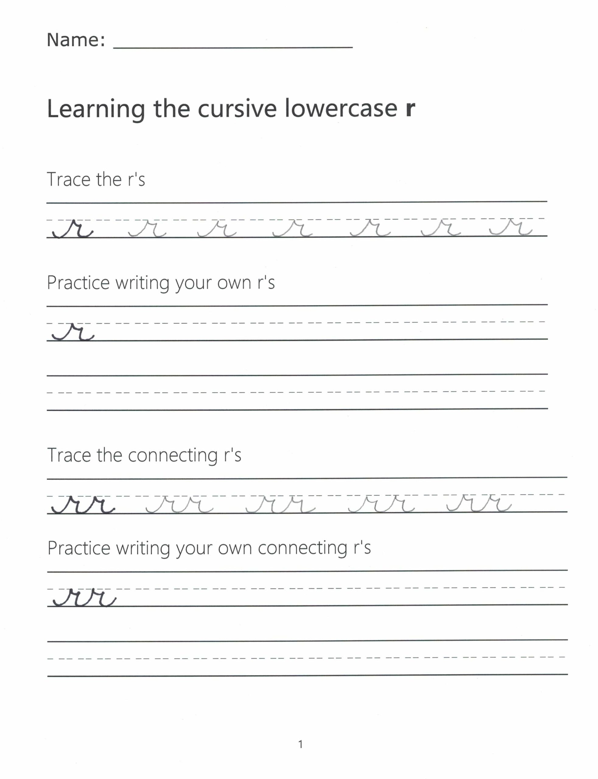 lowercase r in cursive