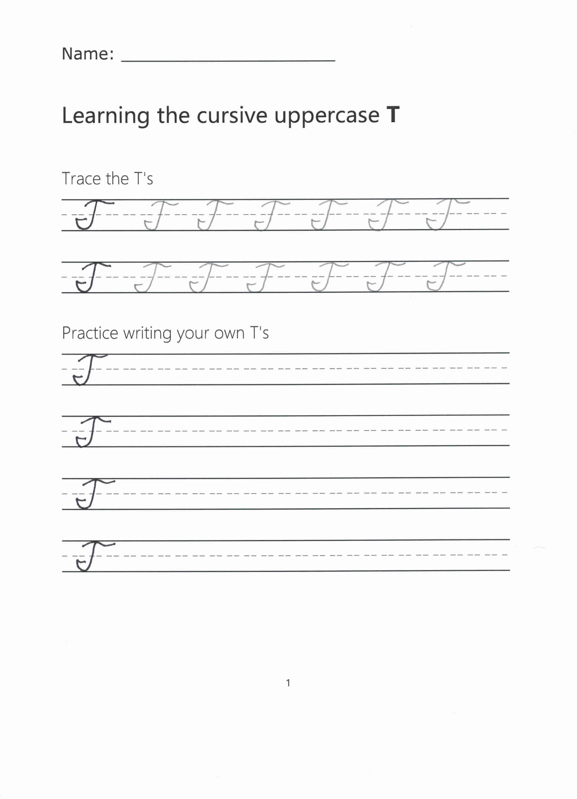 Cursive T How To Write A Capital T In Cursive