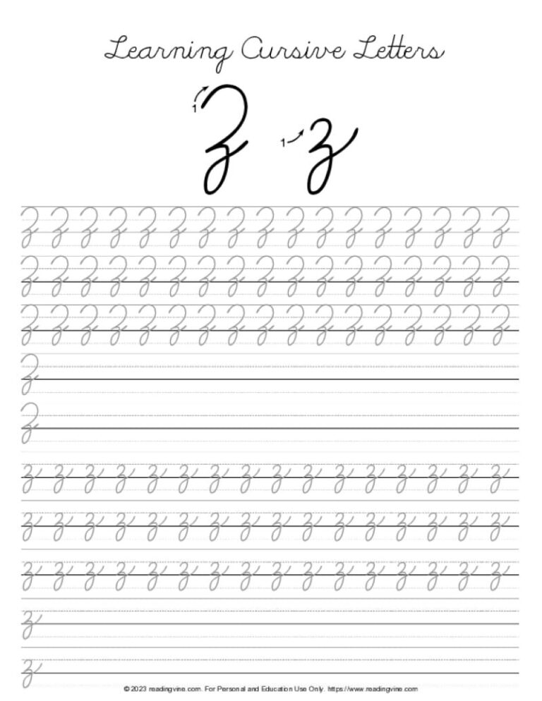 Cursive Writing Letter Z ReadingVine