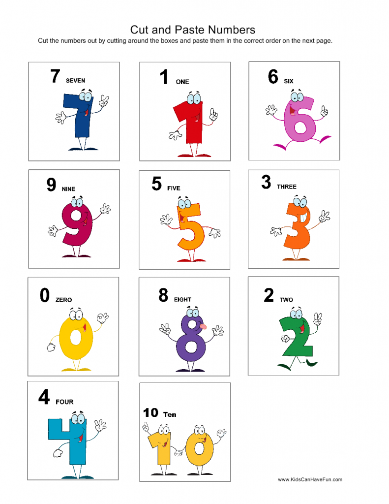 Cut And Paste Numbers Worksheets For Preschoolers