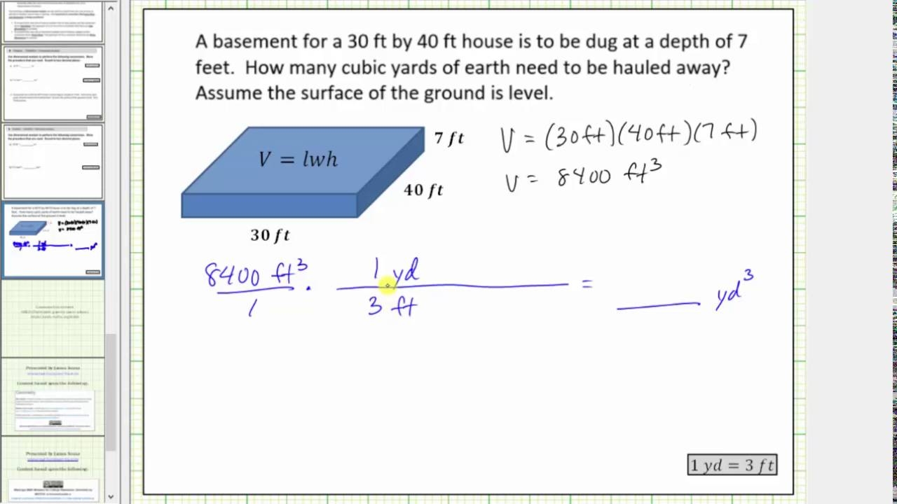Determine Volume In Cubic Feet And Cubic Yards Conversion YouTube