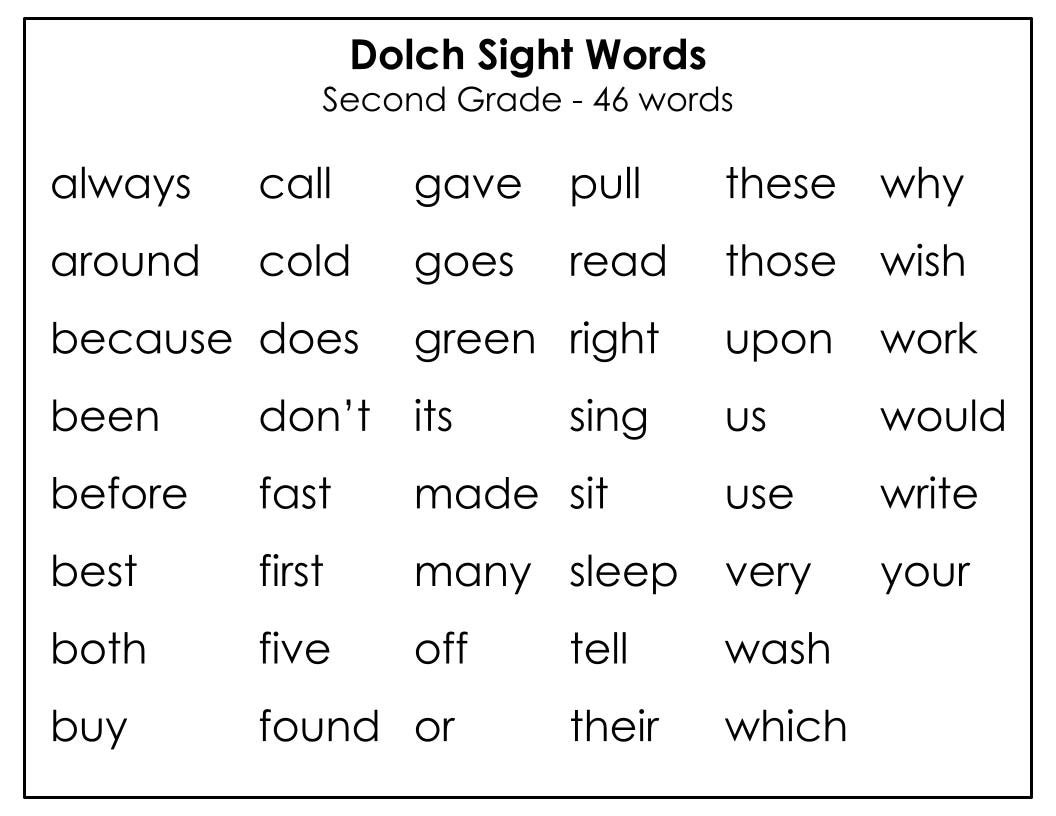Dolch Second Grade Sight Words Flashcards 46 Cards Child friendly Fonts Year Two Spelling Words Etsy