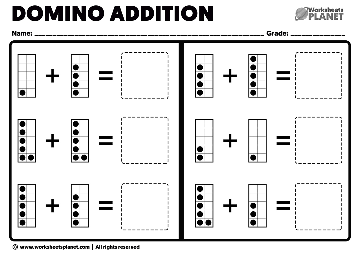 Domino Addition Worksheets Printable Math Worksheets