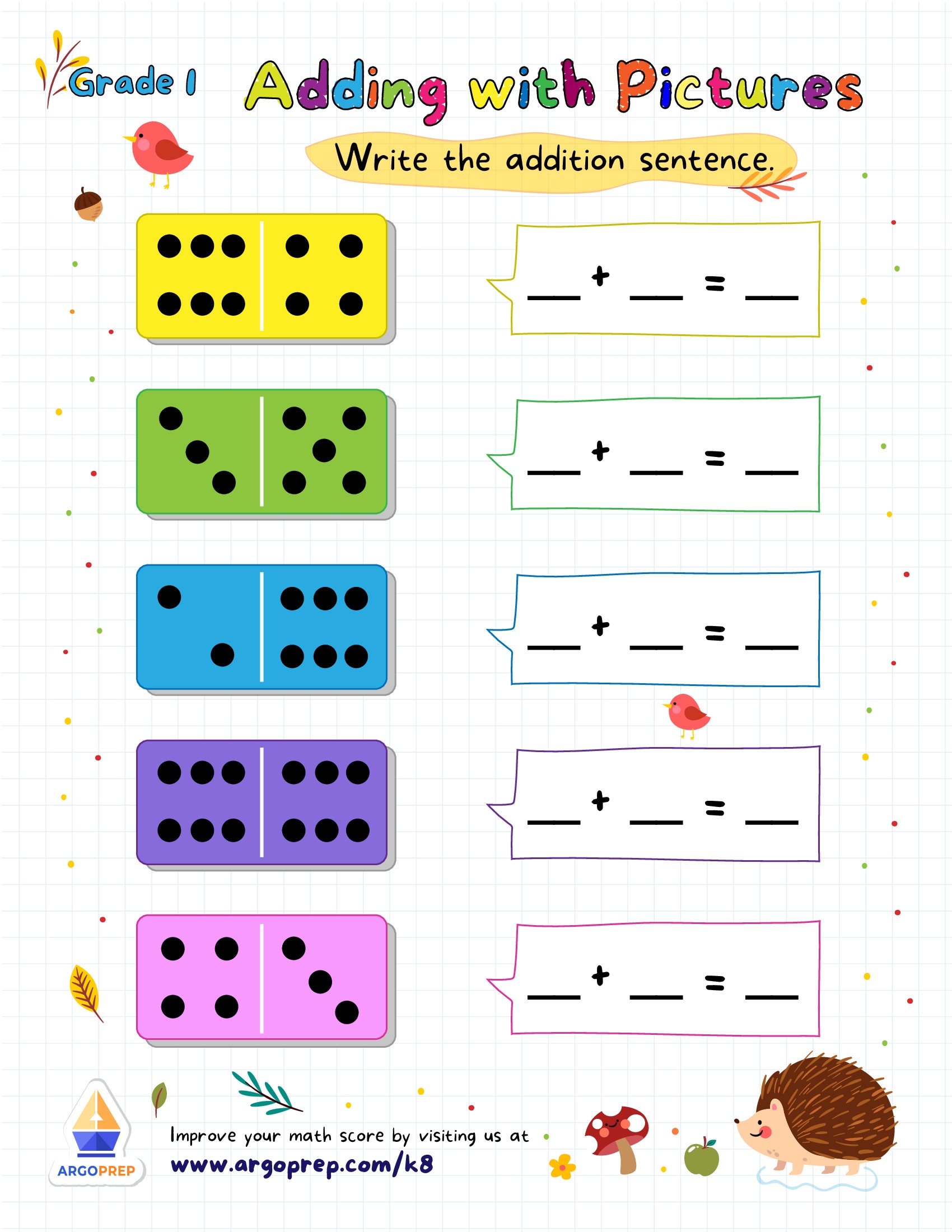 domino addition worksheet