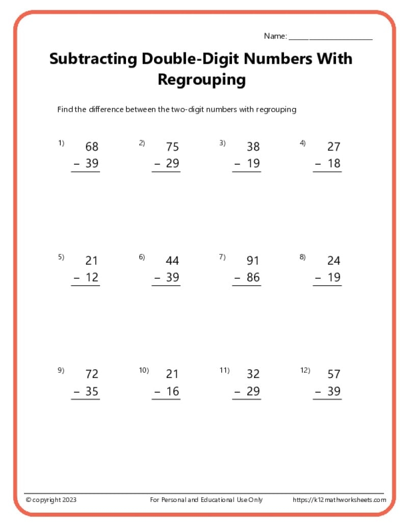 subtraction and addition with regrouping