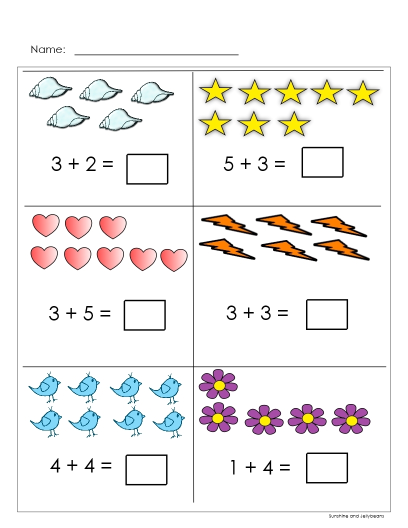 Easy Addition Within 10 K 1 Math Both Color B w Great For Review Made By Teachers