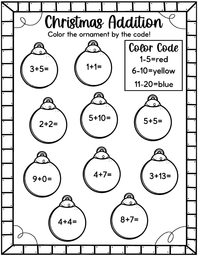 Easy Christmas Math Worksheets Free Kids Activity Zone