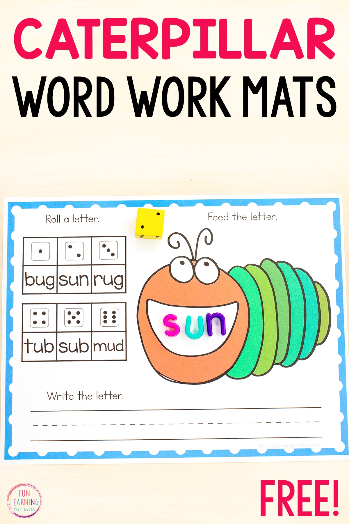 Editable Caterpillar Word Work Mats Free Printable