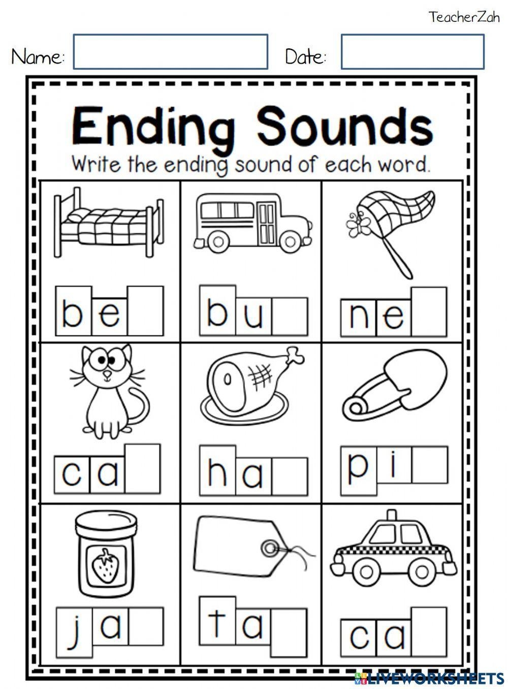 beginning ending sounds worksheets
