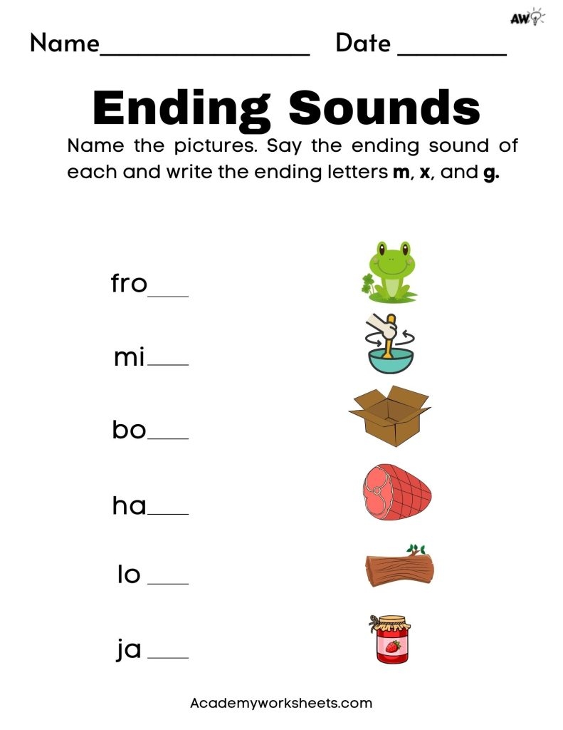 Ending Sounds Archives Academy Worksheets