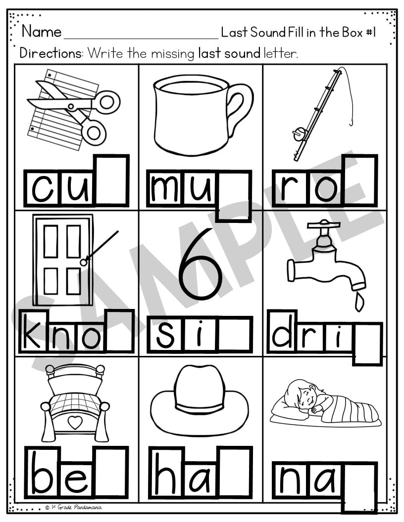 Ending Sounds Worksheets Phonics Activities 1st Grade Pandamania