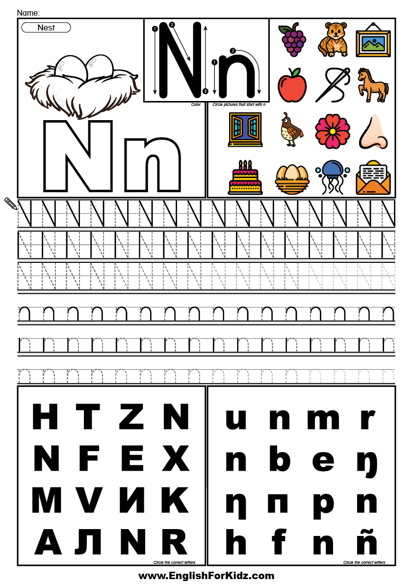letter n worksheets