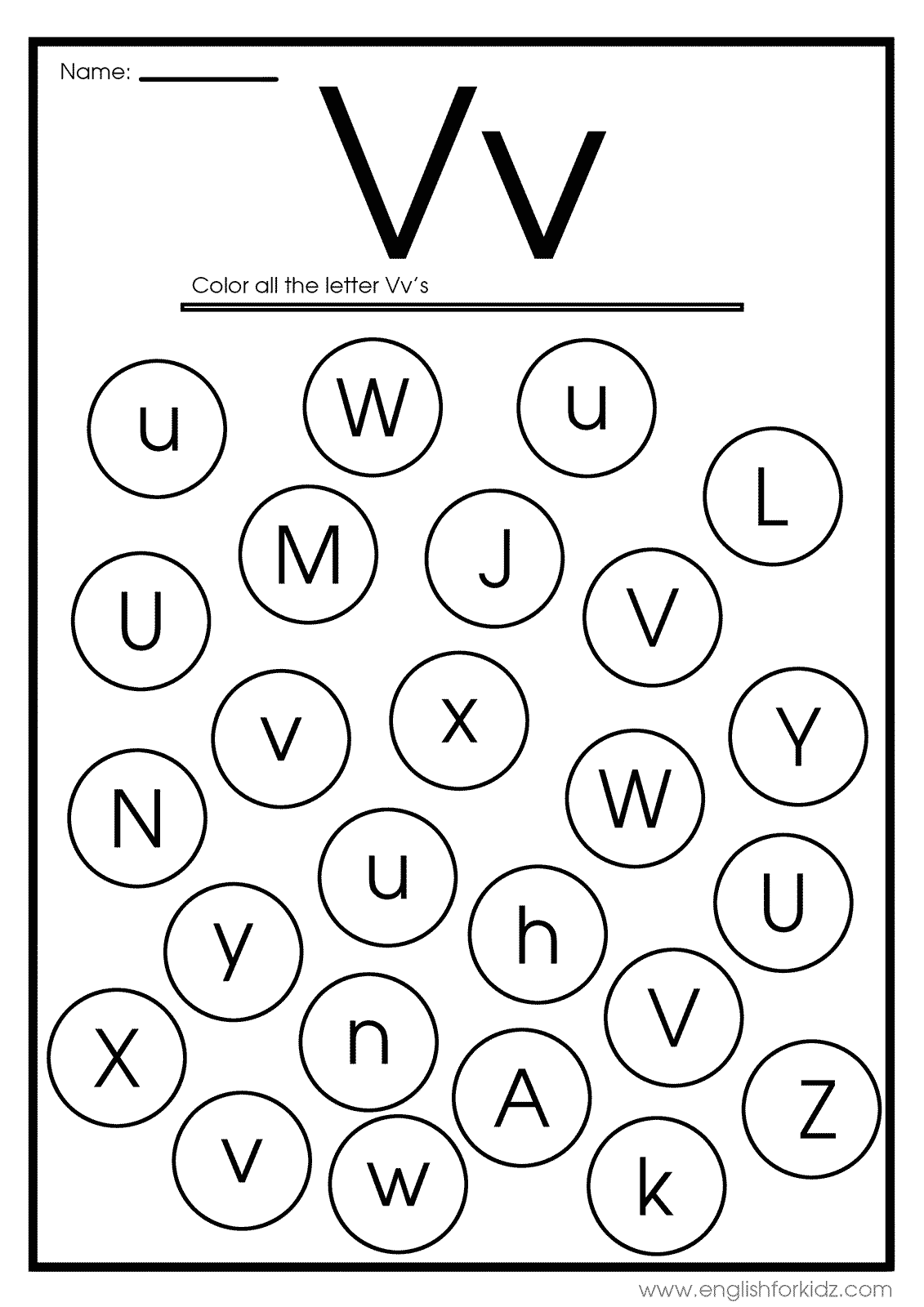 letter v worksheets