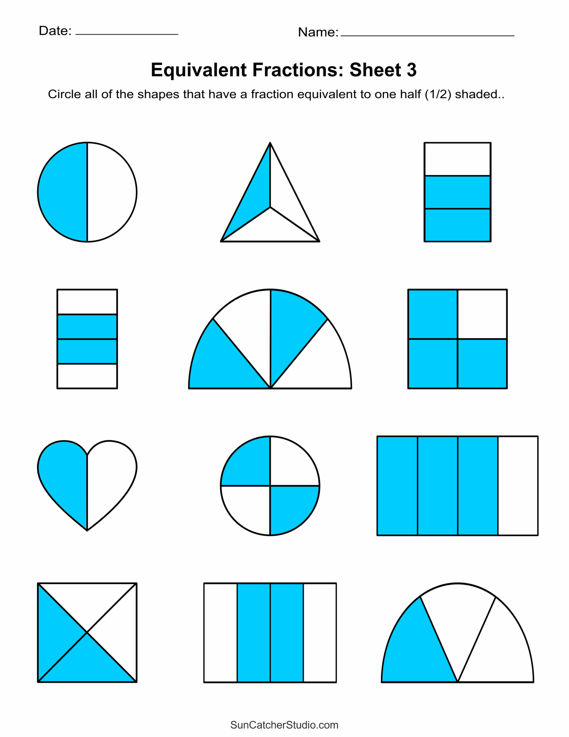images of equivalent fractions