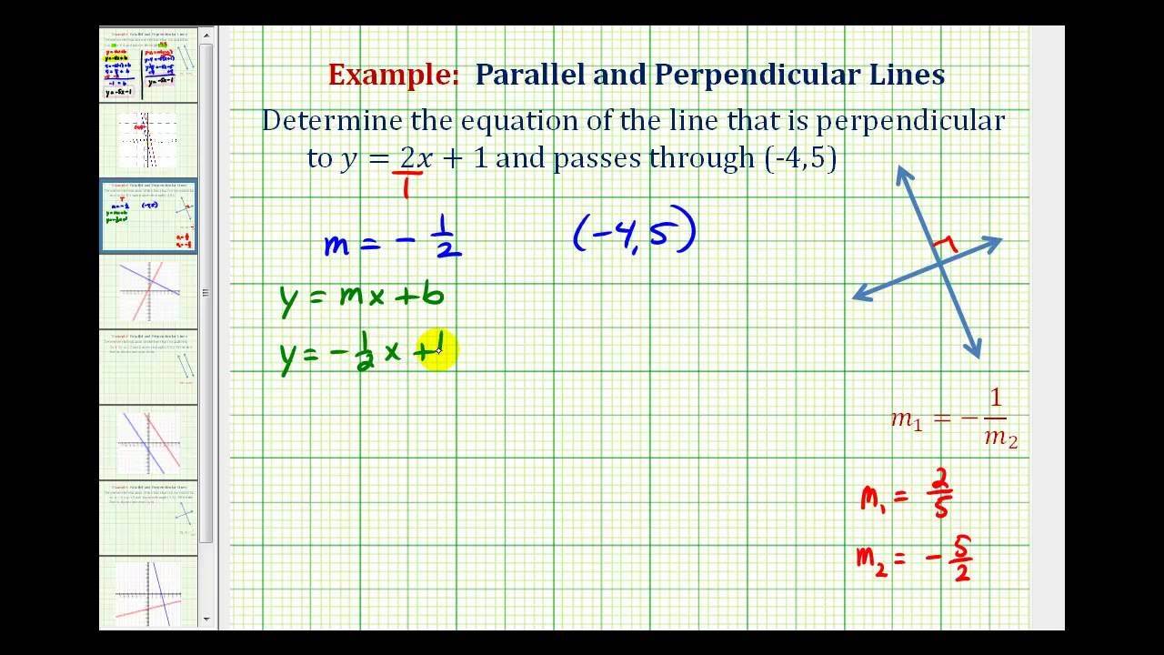 Ex 1 Find The Equation Of A Line Perpendicular To A Given Line Passing Through A Given Point YouTube