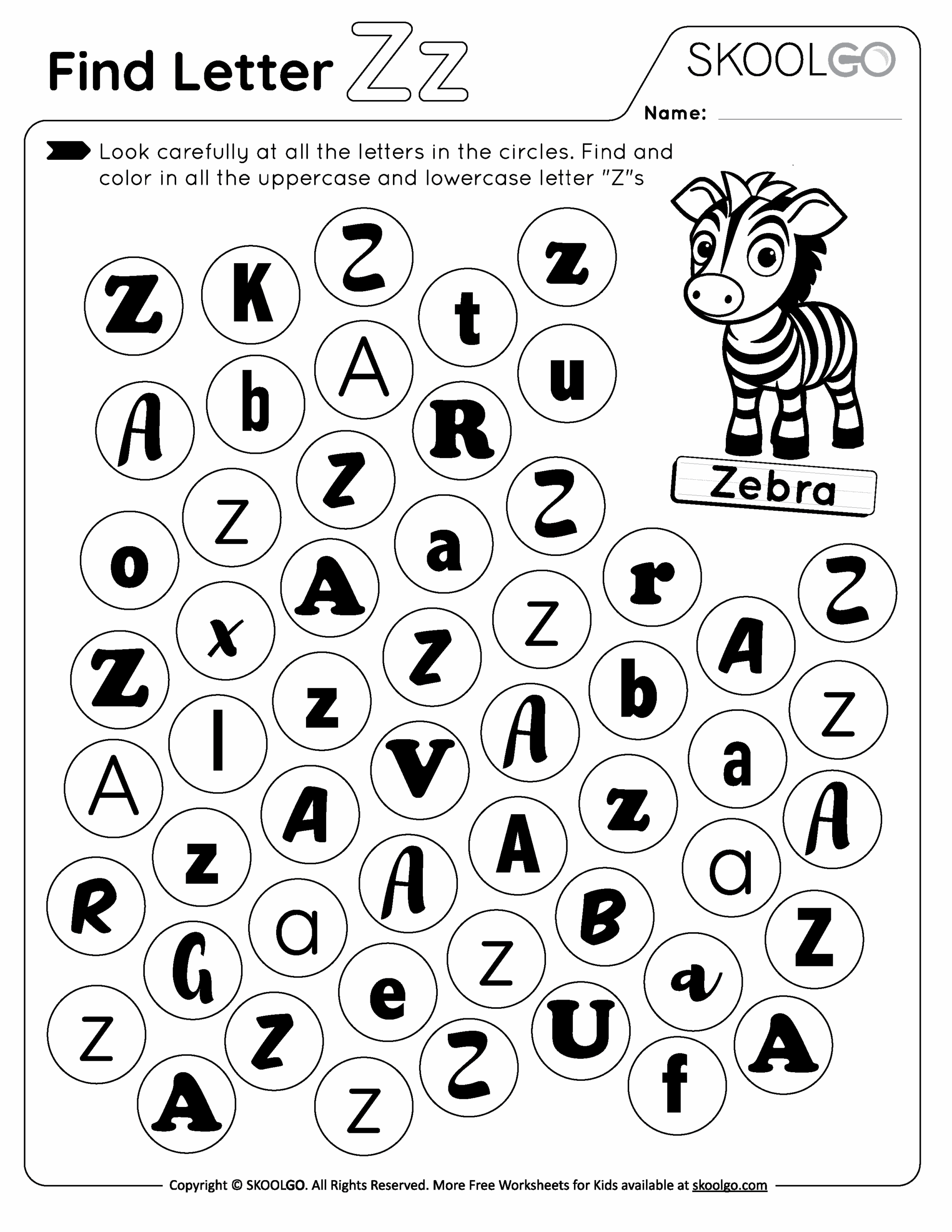 letter z worksheets