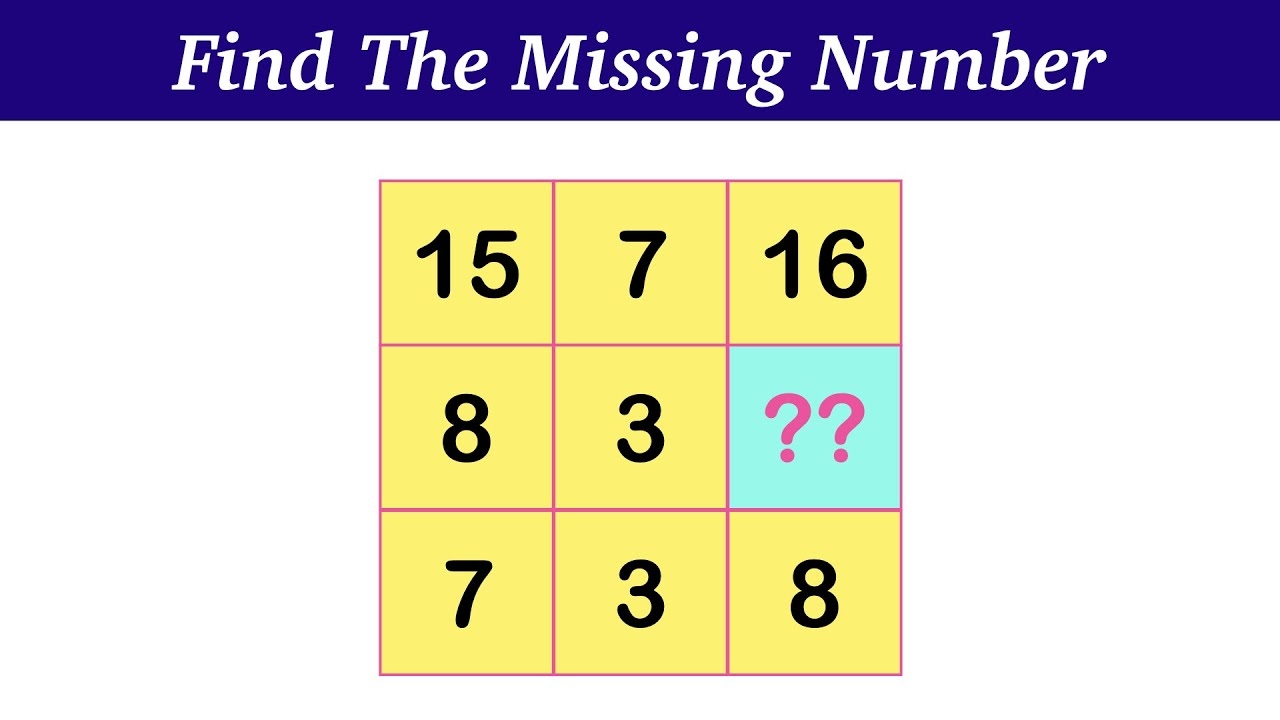 Find The Missing Number Math Table Puzzle Missing Number Puzzle YouTube