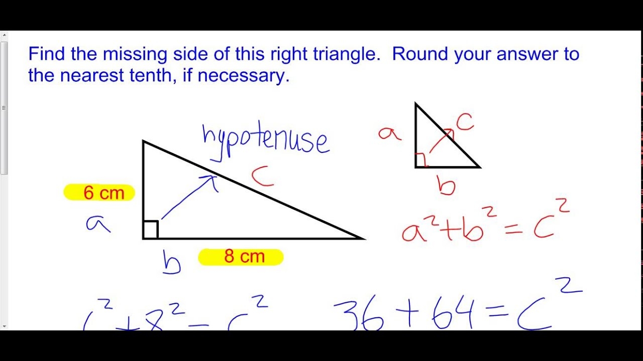 Finding A Missing Hypotenuse In A Right Triangle YouTube