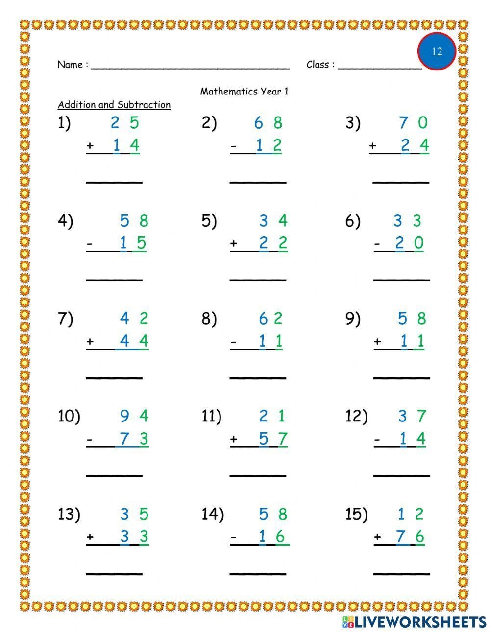 First Grade Addition And Subtraction Worksheets Subtraction Worksheets Library