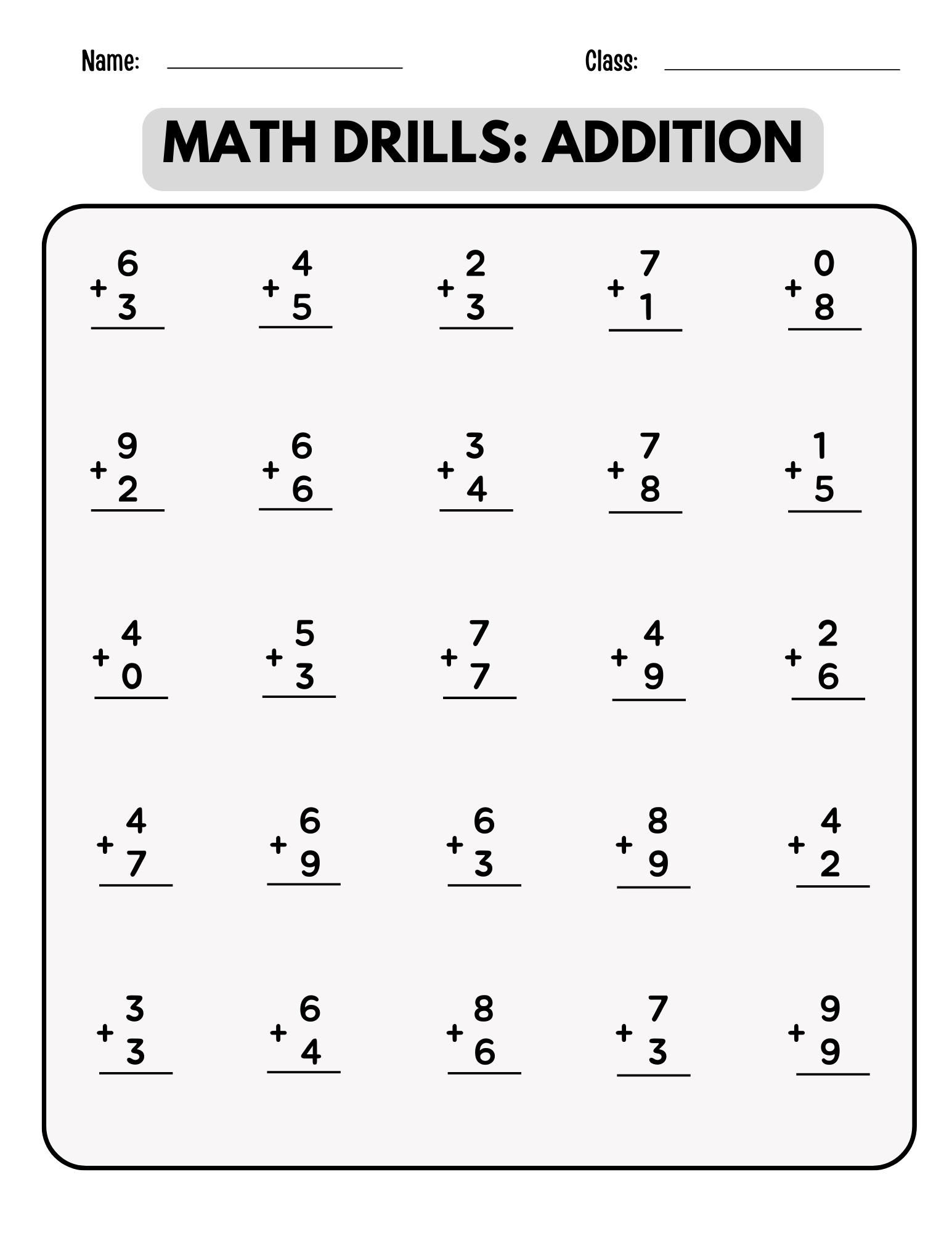 first grade addition and subtraction worksheets