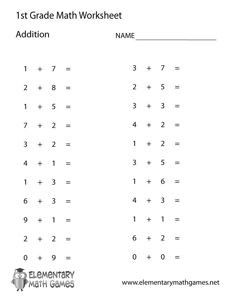 addition worksheet for grade 1