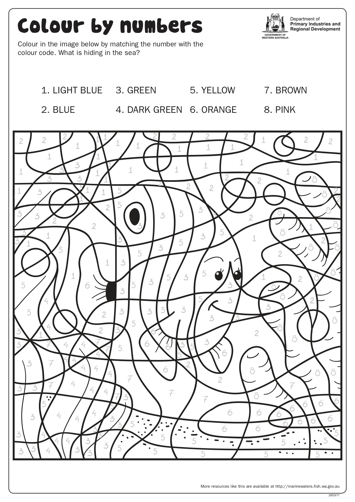 Fishy Fun Sheet Coral Fish Colour By Numbers Department Of Primary Industries And Regional Development
