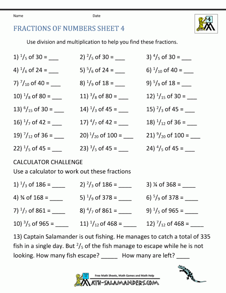Fraction Of A Whole Number
