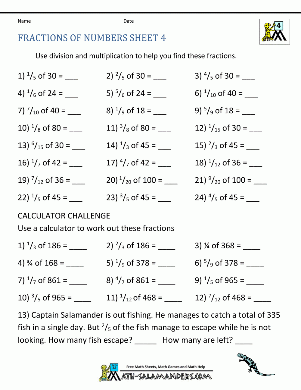 Fraction Of A Whole Number