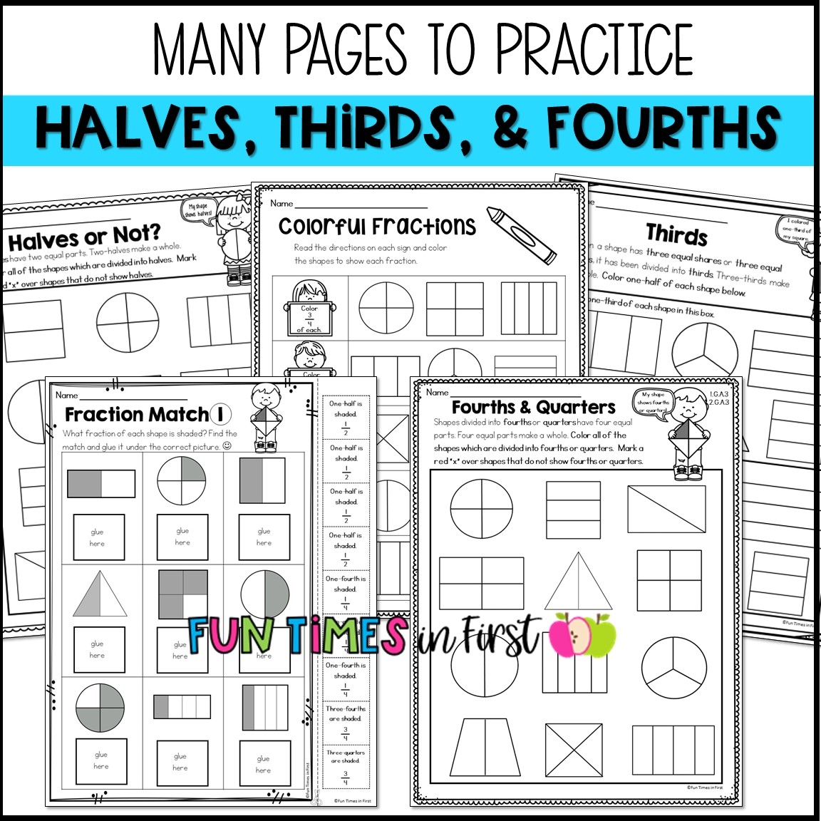 halves and fourths worksheets
