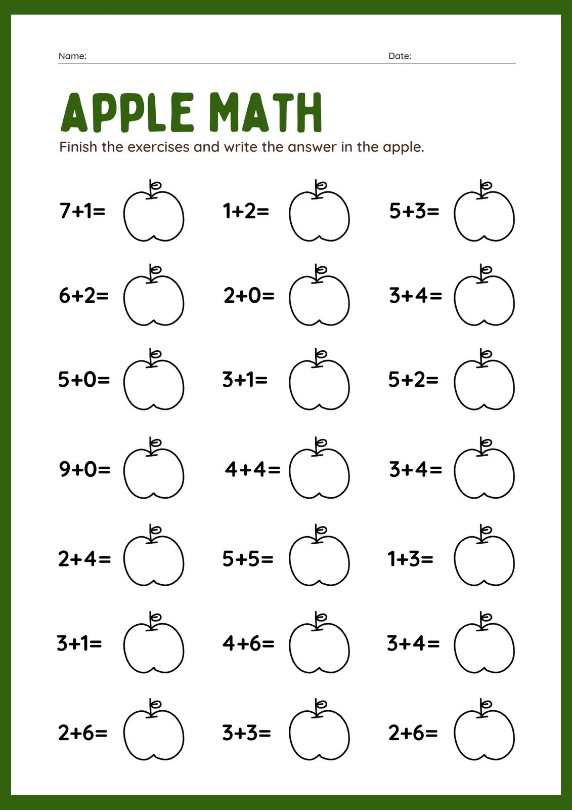 free addition worksheets for 1st grade