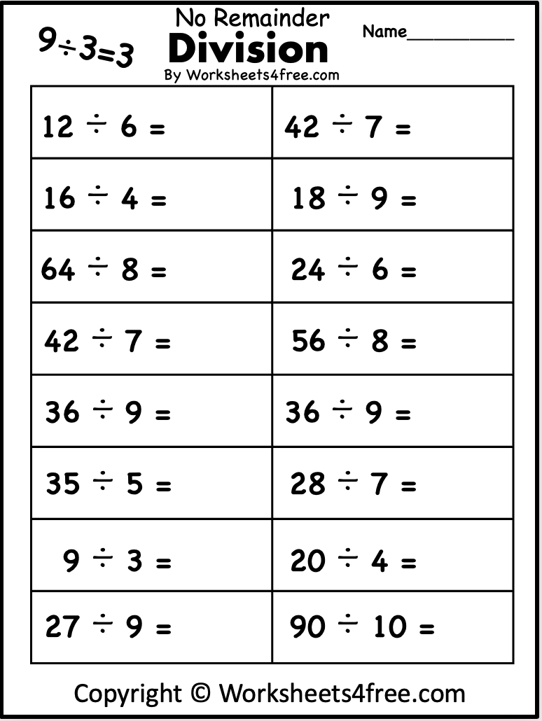Free 2 By 1 Digit Division Worksheet No Remainder Worksheets4Free