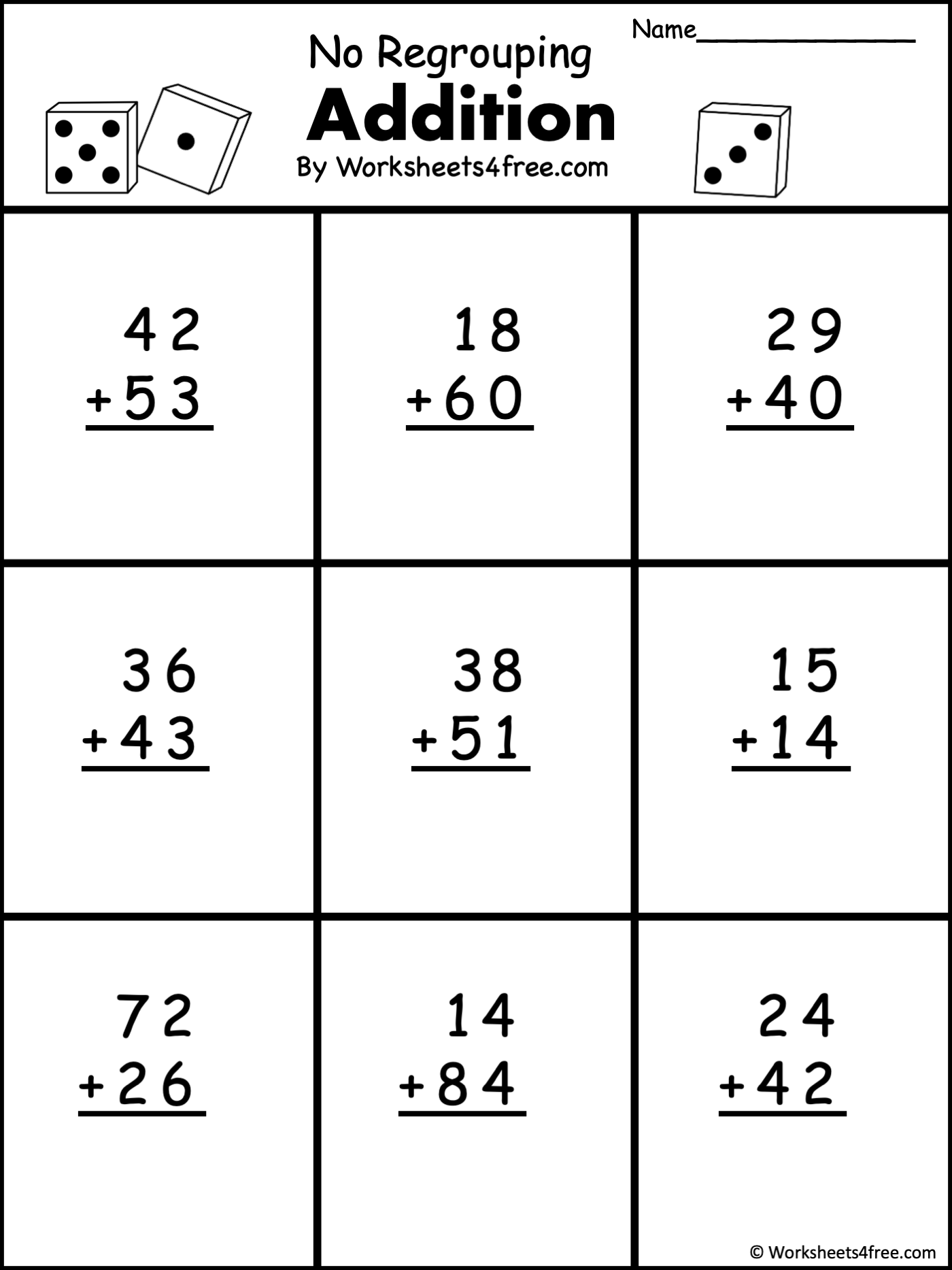 two digit addition without regrouping worksheets