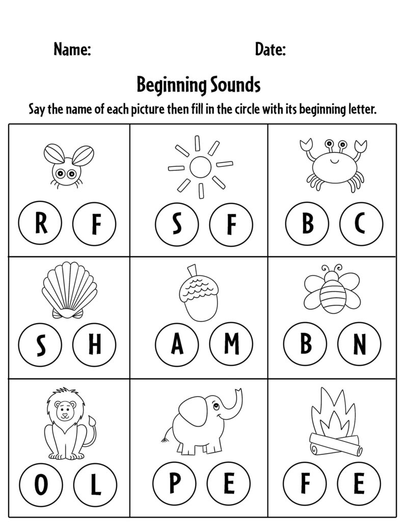 starting sounds worksheets