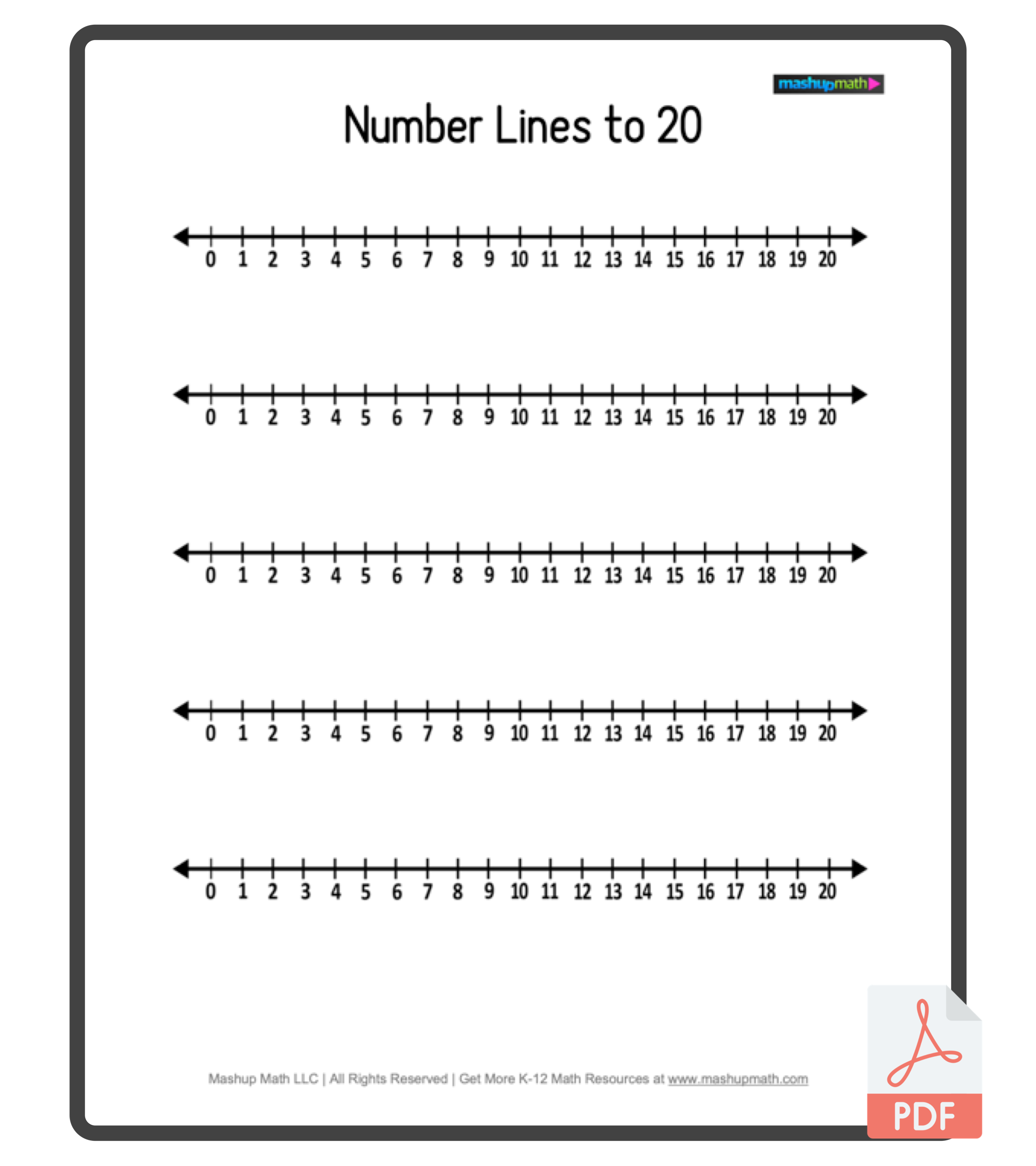 print number line 1-20