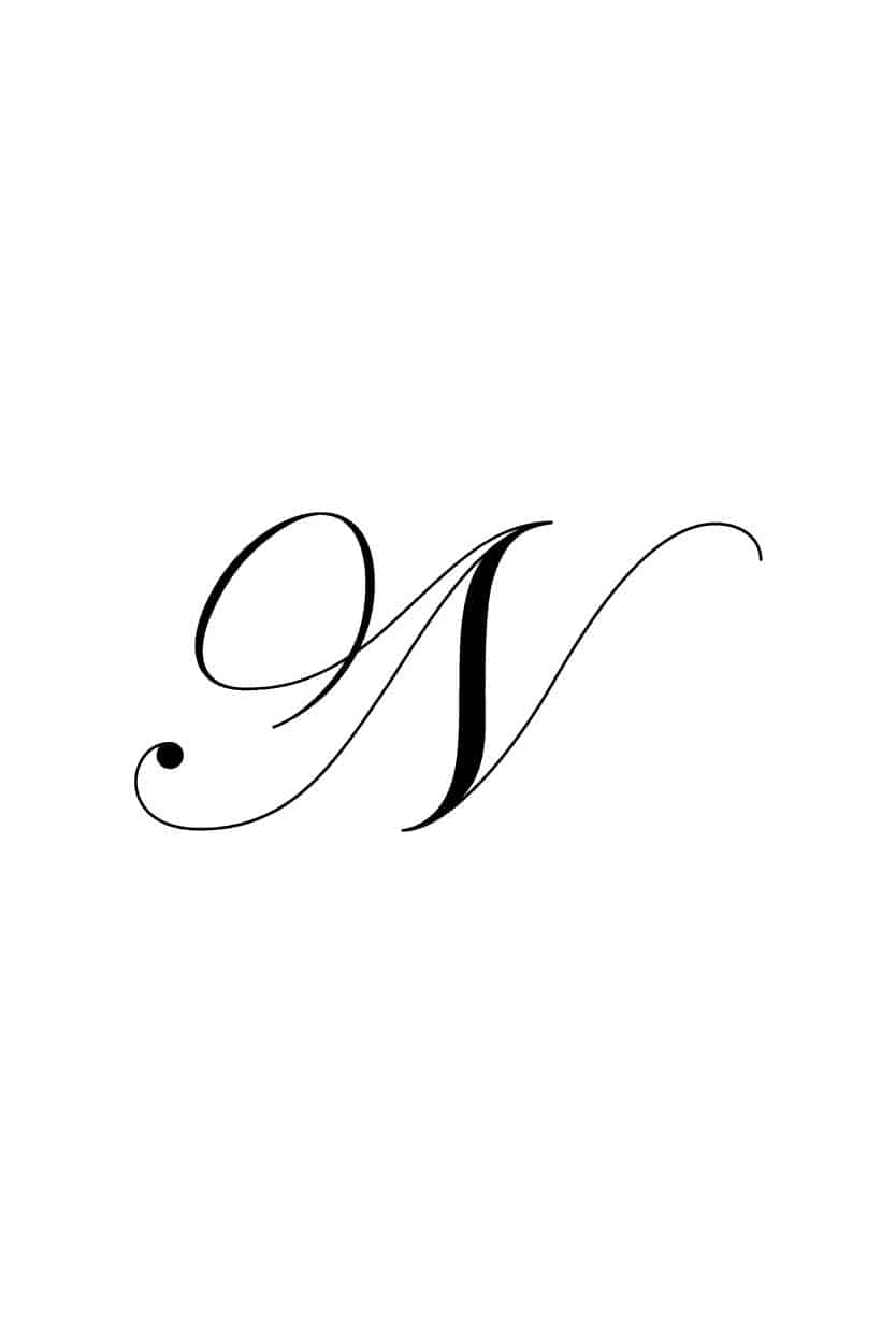 Free Cursive Letters Printable Royal Fancy Capital N