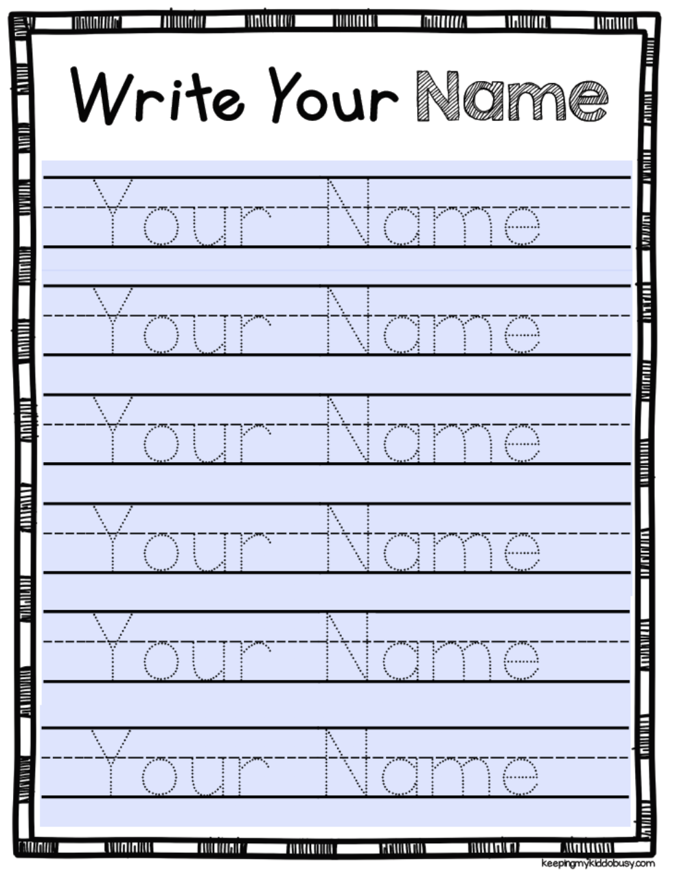 free name tracing sheets