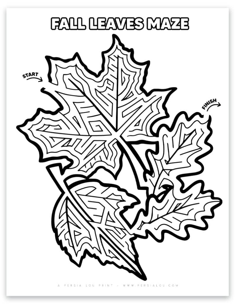 Free Fall Maze Printable Worksheets Autumn Leaves