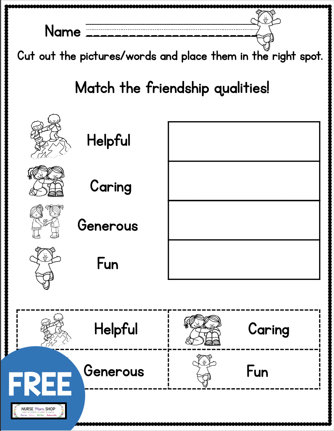 free printable friendship worksheets for kindergarten