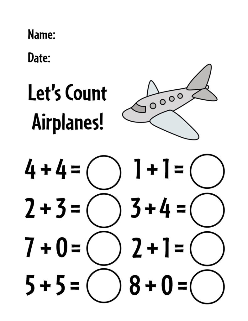 addition and subtraction worksheets for kindergarten