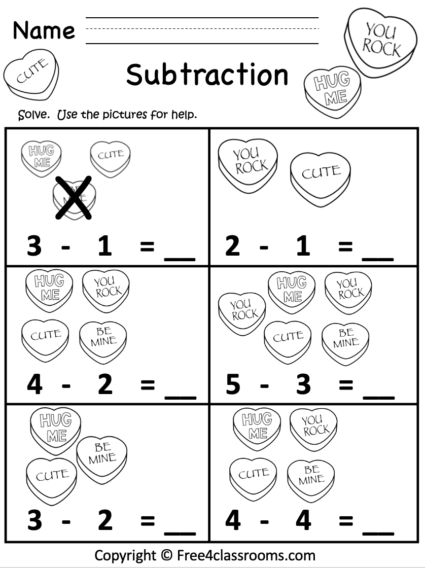 Free Kindergarten Subtraction Up To 5 Worksheet Free Worksheets Free4Classrooms