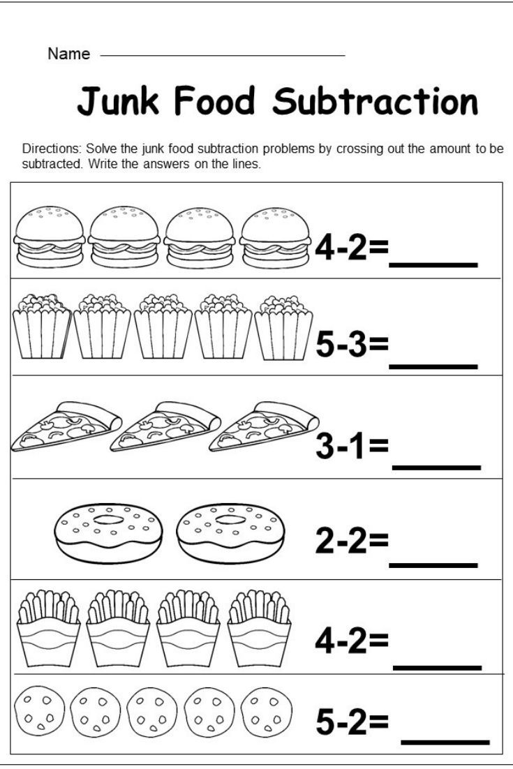 subtraction worksheets for kindergarten free printables
