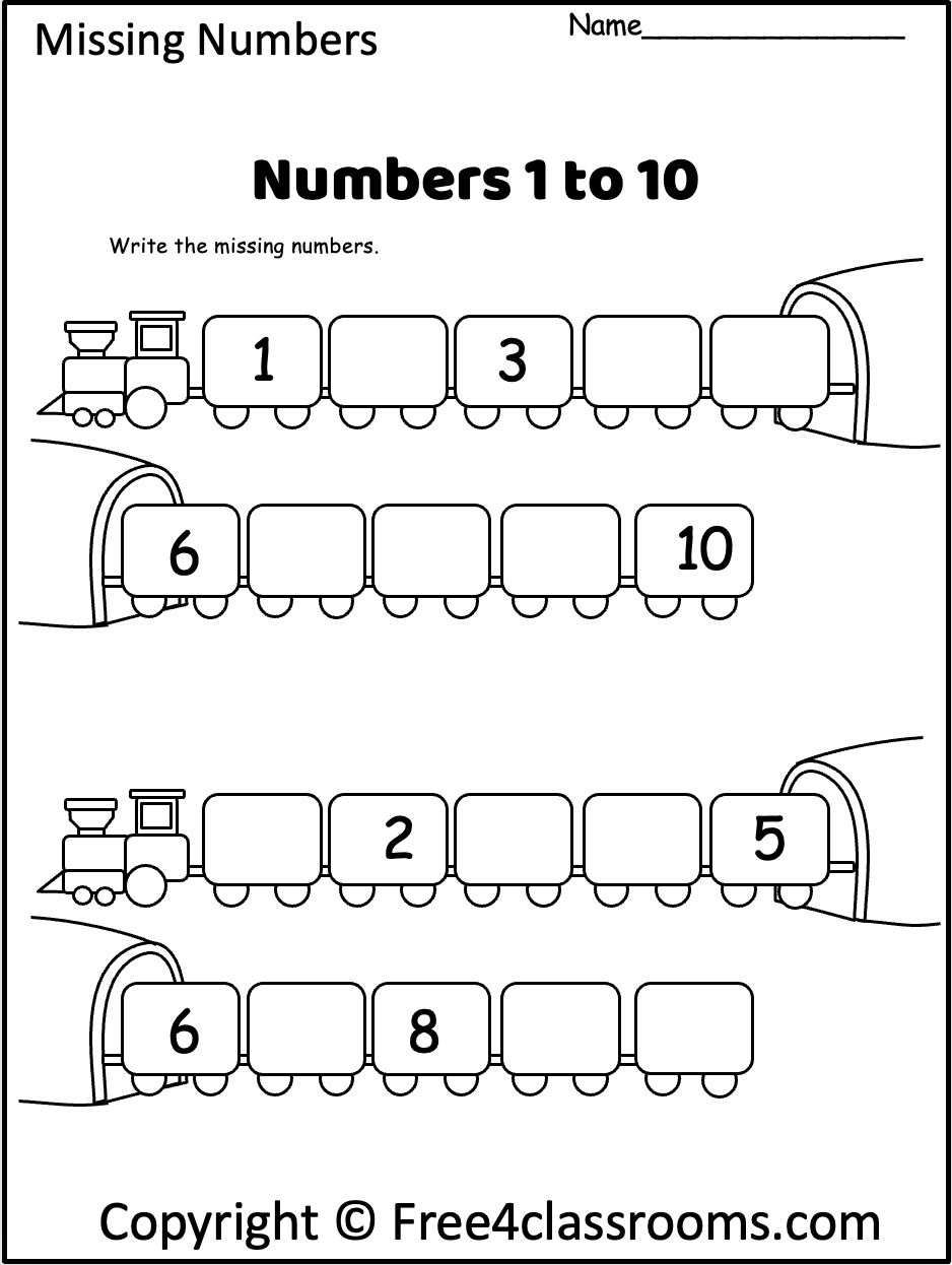 Free Missing Numbers 1 10 Worksheet Worksheets4Free
