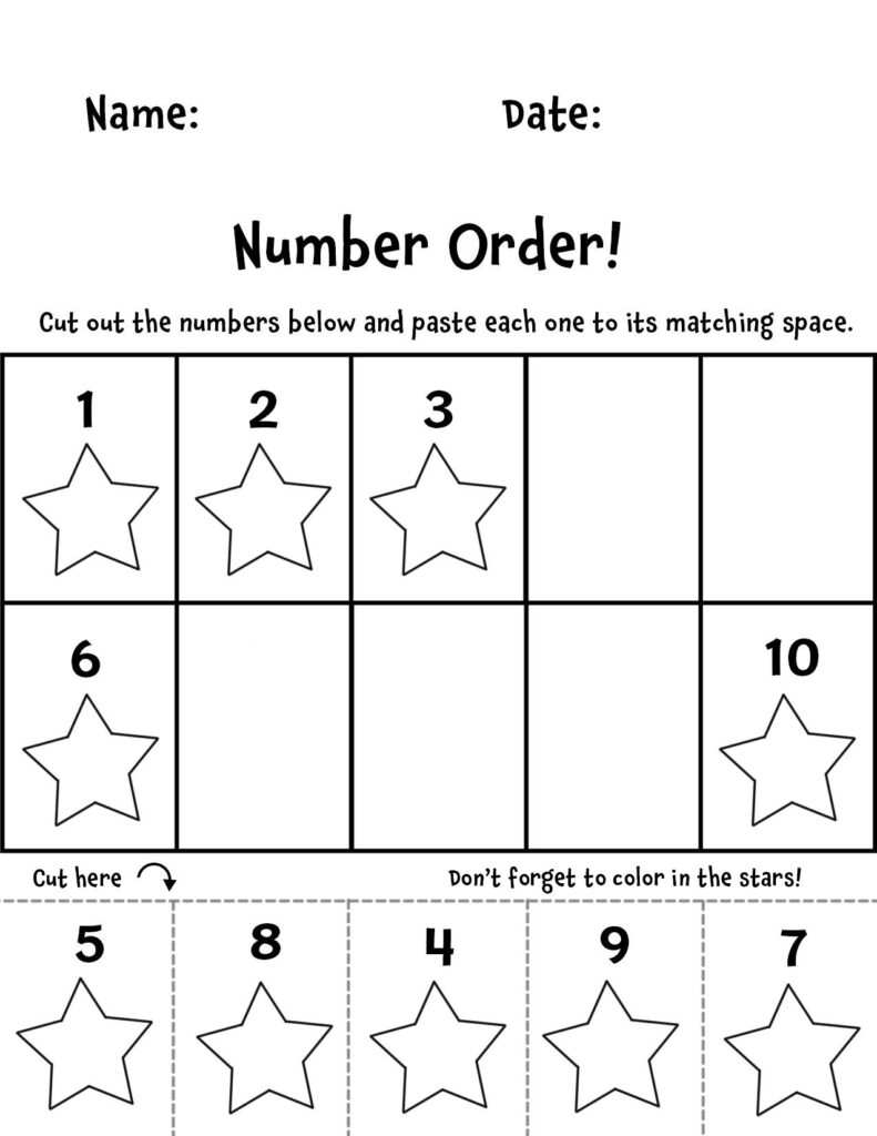 Free Number Order Counting Worksheets For Preschool The Hollydog Blog