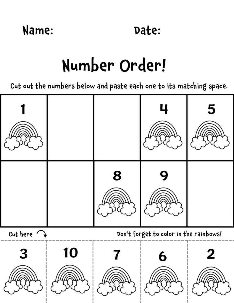 Free Number Order Counting Worksheets For Preschool The Hollydog Blog
