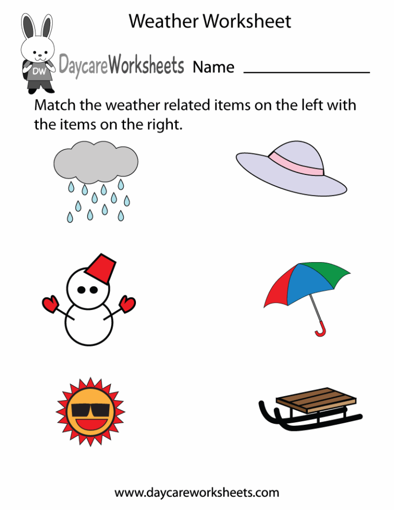 Free Preschool Weather Worksheet