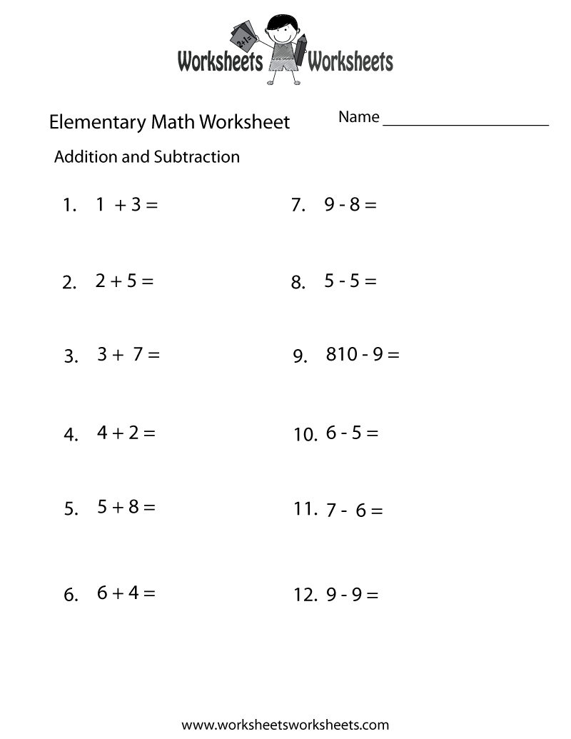 free printable addition and subtraction worksheets