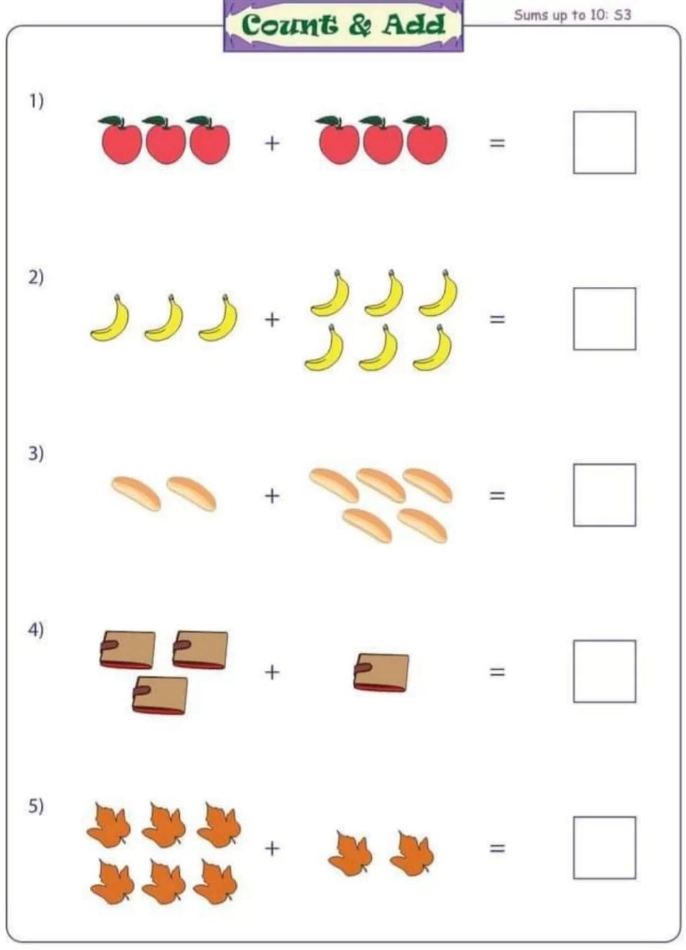 addition worksheets with pictures