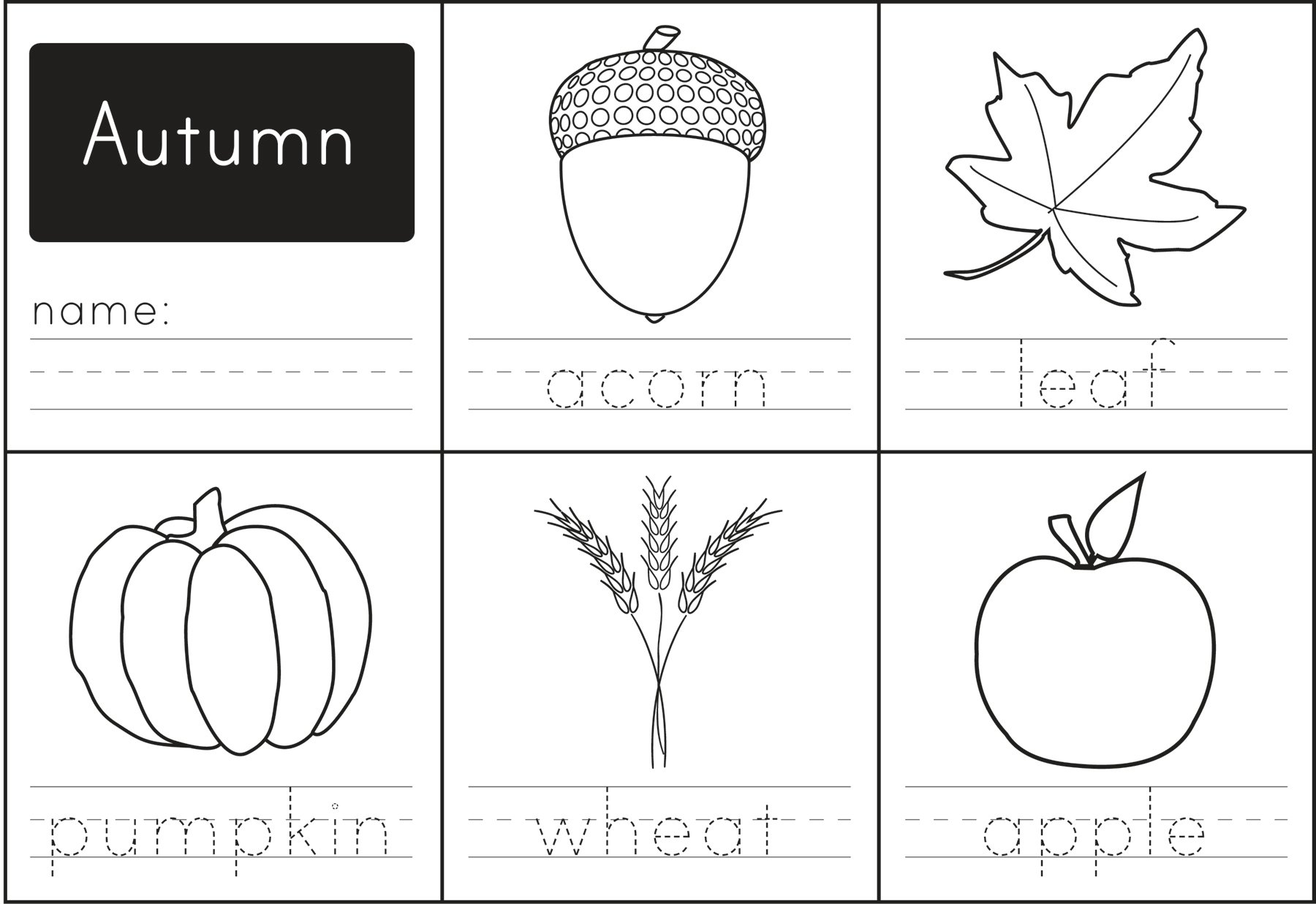 printable fall worksheets for kindergarten
