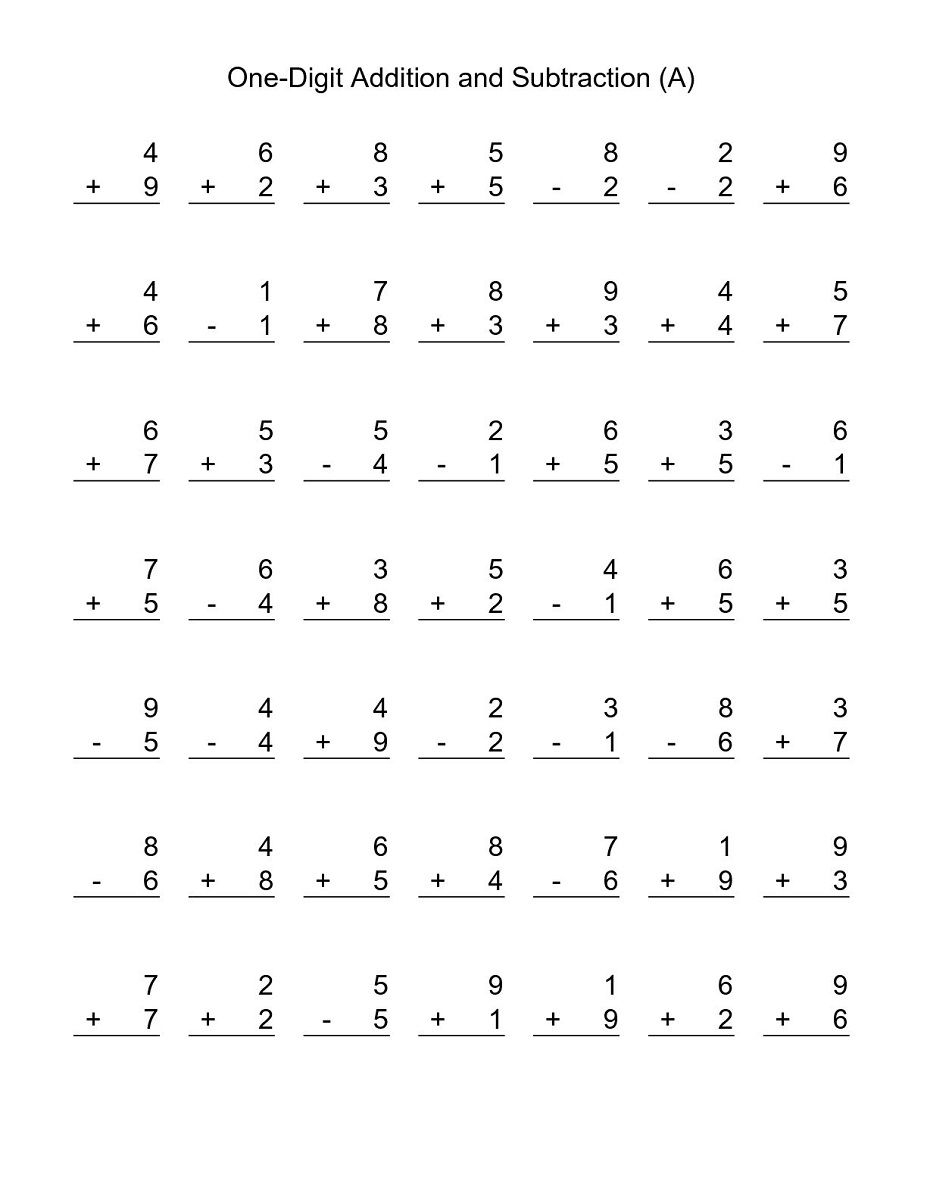 free worksheets on addition and subtraction