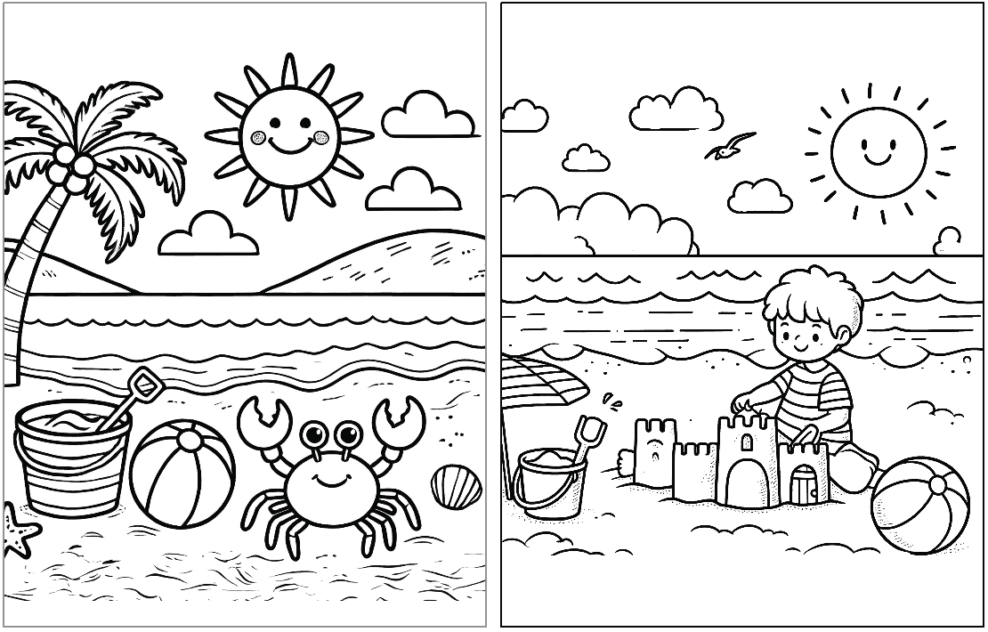 summer scene coloring pages
